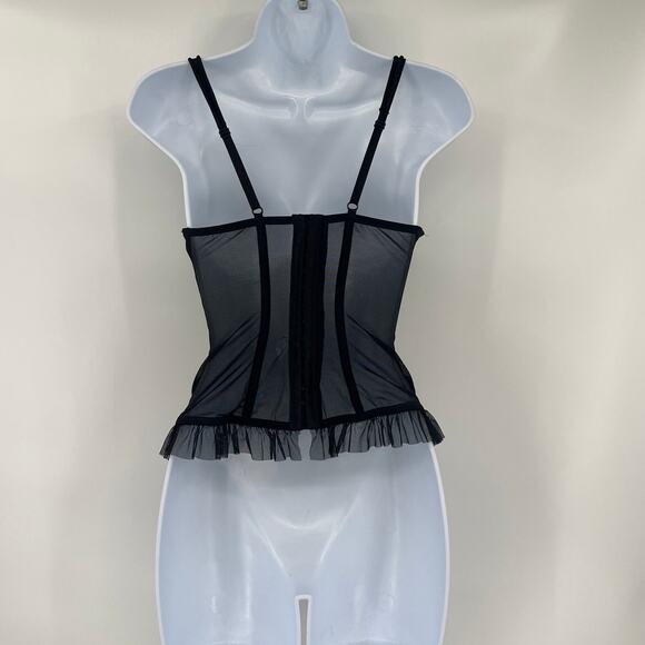 Cabernet Lace Corset Bustier Womens Top Sz S Y2K Coquette Fairy Lolita Goth Mesh - Picture 4 of 10